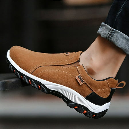 Mens Suede Slip On Sports Outdoor Sneakers Running Walking Hiking Shoes Trainers 